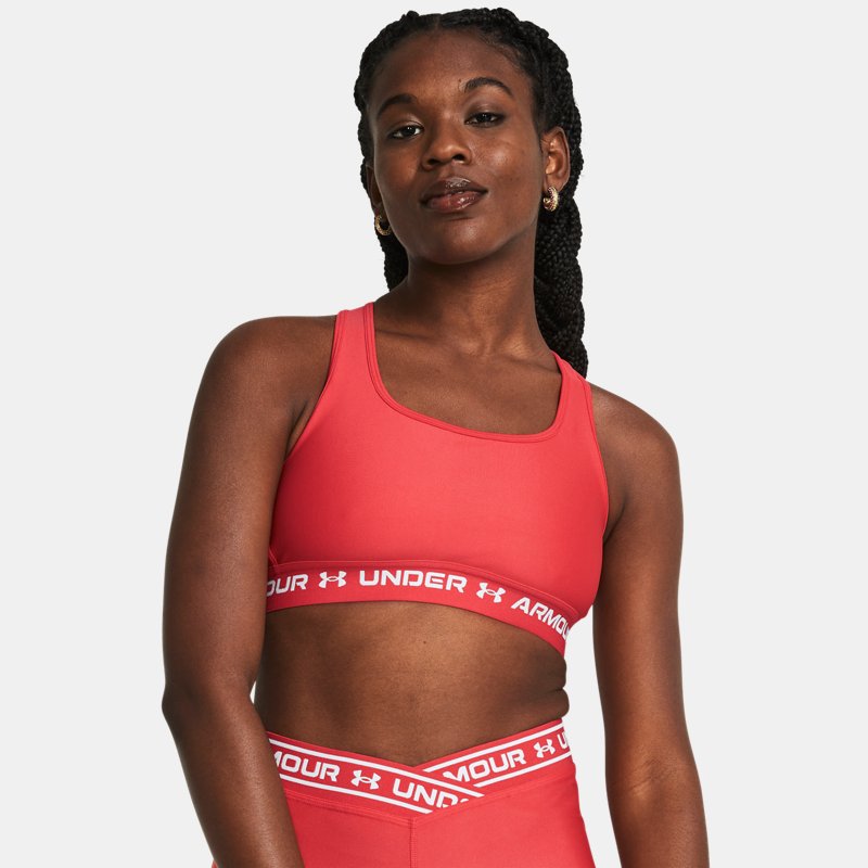 Under Armour Women's Armour® Mid Crossback Sports Bra Red Solstice / Red Solstice / White M